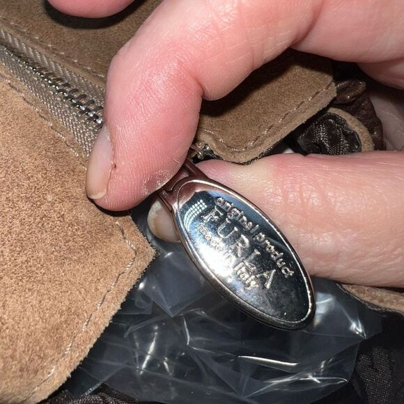 Furla Suede Bag with Braided Handles RARE - Picture 6 of 13